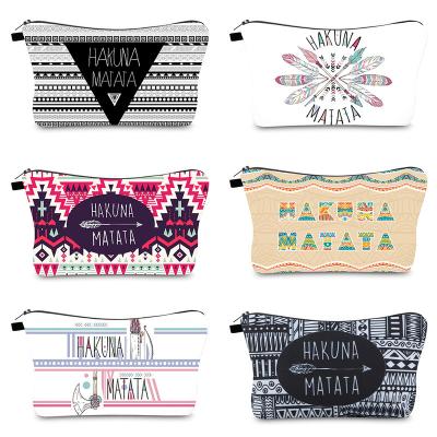 China New Fashion Design Hakuna Matata Make Up Pouch Bag Toiletry Travel Makeup Cosmetic Bag Organizer Women Travel Cosmetic Bag for sale