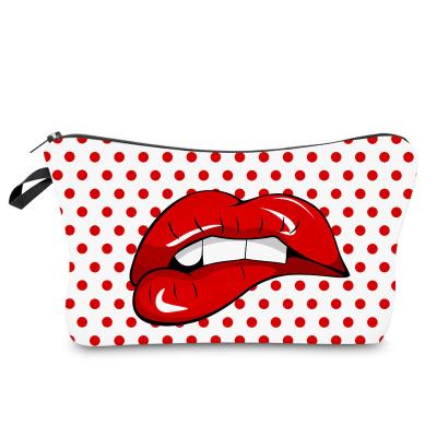 China New Fashion Design Hakuna Matata Make Up Pouch Bag Toiletry Travel Organizer Makeup Cosmetic Bag Women Red Lips Travel Cosmetic Bag for sale