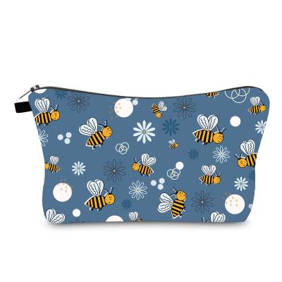 China Fashion New Design Animal Print Make Up Pouch Bag Travel Toiletry Organizer Alpaca Pony Women Bee Sun Flower Cosmetic Bag for sale