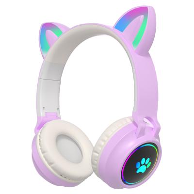 China New LED Cat Ear Wireless Earphone Hot Selling Cute Earphone On-Ear Noise Perfect For Girls for sale