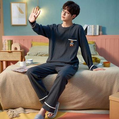 China New Fashion Pajamas Sets Breathable Casual Two Piece Luxury Cotton 100% Full Sleeve Sleepwear Nightwear With Best Price For Men Boy Man for sale