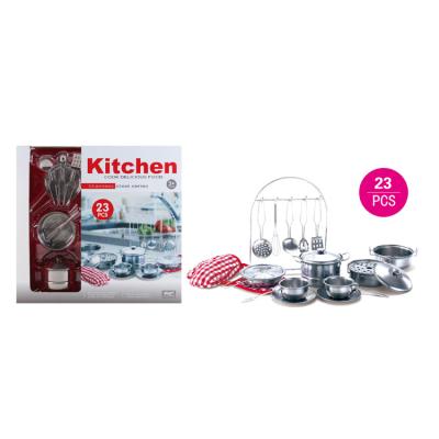 China Funny Educational Tableware Toys Kid's Toy Stainless Steel Pretend Kitchen Set for sale