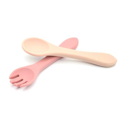 China BPA Free and Silicone Free Custom Toddler Training Spoon Shenzhen Supplier Soft Unbreakable Feeding Spoon and Fork for sale