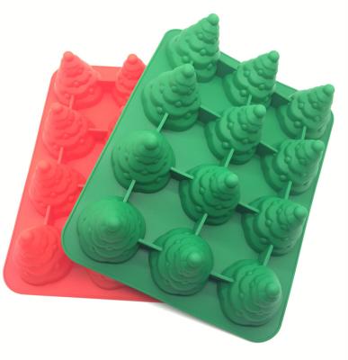 China Stocked Baking Molds 12 Cups BPA Christmas Tree Cake Mold 3D Large Size Heat Resistant Silicone Free Nonstick for Holiday Party for sale