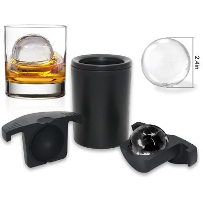 China Custom 2.5 inch BPA Free Sphere Ice Cube Tray Premium Clear Ice Ball Maker Stocked Clear Mold for Whiskey and Cocktail for sale