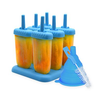 China Stocked 100% Food Grade BPA Free 6 Pack Reusable Homemade Popsicle Plastic Popsicle Molds for sale