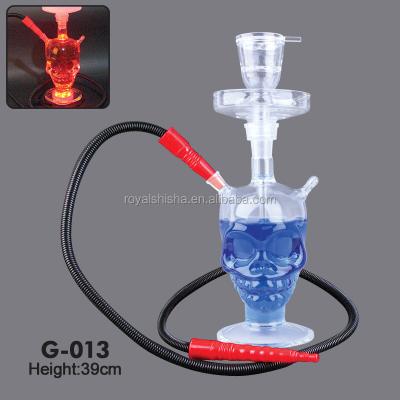 China Hottest Selling Skull Glass Shape Glass Hookah With LED for sale