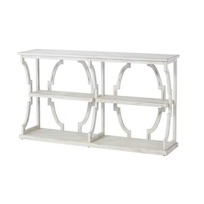 China Modular Wide White Living Room Furniture Home 3-Tier Console Table Antique Wood Shelf Cabinet for sale