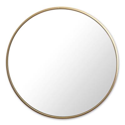 China Samll Quantity Acceptable Round Hanging Bronze Gold Metal Frame Wall Mounted Mirror Large Decorative For Living Room Or Bathroom for sale