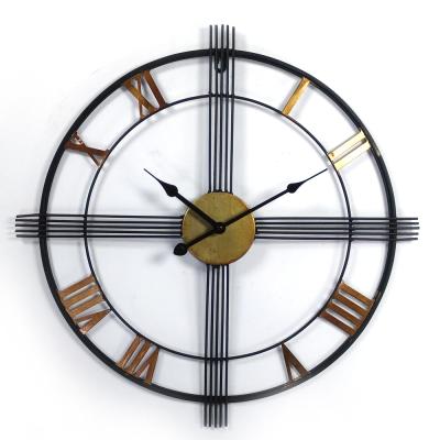 China Style 21 Inch 54.5cm Vintage Metal Quartz Modern Antique Bronze Round Home Decorative Quartz Wall Mounted Clock For Living Room for sale