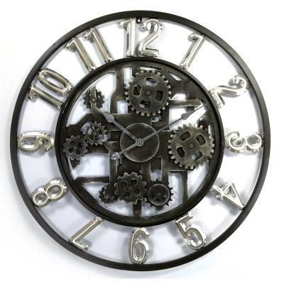 China 32 Inch 80cm Style MDF Gear Style Antique Bronze Round Industrial Decorative Quartz Home Wall Mounted Clock For Living Room for sale