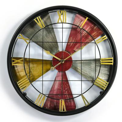 China Style 20 Inch 52cm Vintage Metal Quartz Modern Round Antique Home Decorative Quartz Wall Mounted Clock For Living Room for sale