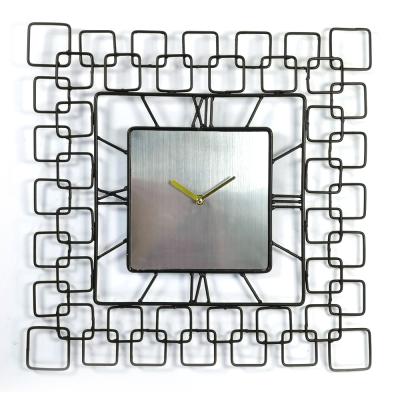 China Style 18 Inch 46cm Vintage Metal Quartz Modern Square Antique Home Decorative Quartz Wall Mounted Clock For Living Room for sale