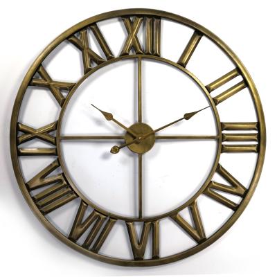 China Style 32 Inch 80cm Vintage Quartz Home Decorative Modern Roman Antique Round Bronze Metal Wall Mounted Clock For Living Room for sale