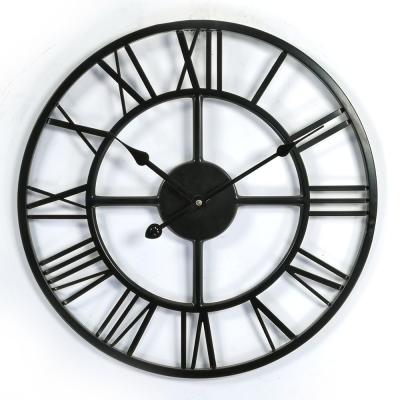 China Vintage Style 16 Inch 40cm Series Metal Quartz Modern Antique Black Antique Home Decorative Wall Mounted Clock For Living Room for sale