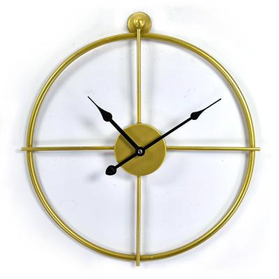 China Consise Style 16 Inch 41cm Style Simple Modern Antique Bronze Round Decorative Metal Quartz Home Wall Mounted Clock For Living Room for sale