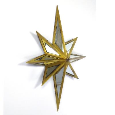 China Wall Mounted Metal Frame 23 Inch 4cm Shape Acceptable Gold Star Samll Quantity Decorative For Living Room for sale