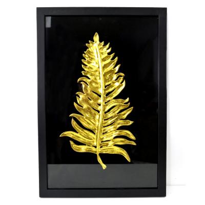 China Samll Quantity Acceptable Wooden Rectangle Shape Gold Foil Frame Home Wall Art Decor For Living Room for sale