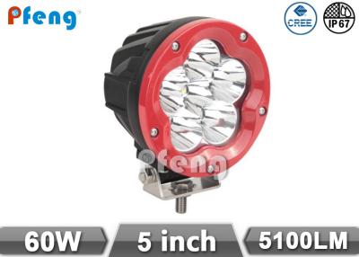 China 5 Inch 60W Led Driving Lights Spot Flood Beam In One Light Red Housing Round Shape for sale