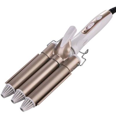 China Iron Home Use Rechargeable Automatic Big Iron 30W 50W 3 Wave Three Barrel Hair Curler for sale