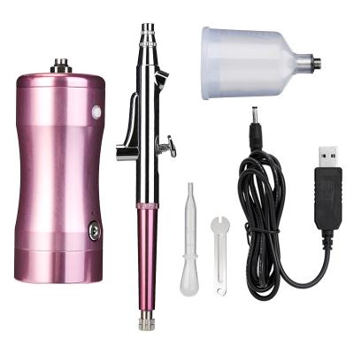 China Makeup Airbrush Cup 20cc Capacity 0.4mm USB Airbrush Compressor Set Portable Lightweight Airbrush for sale