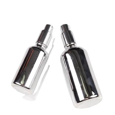 China Essential oil cosmetic silver plated bottle pressed type cosmetic bottle, emulsion spray bottle, essential oil dropper bottle for sale