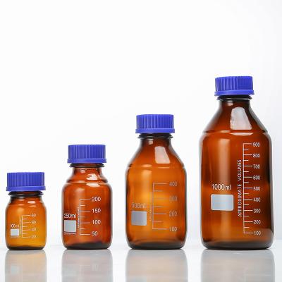 China Brown Color Blue Cap 100ml 250ml 500ml 1000ml High Quality Glass Medicine Bottles for sale