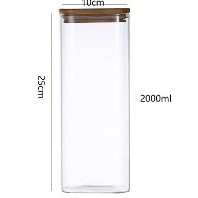 China Household Products Adjust To Shape High Borosilicate Storage Bottles Jar With Bamboo Lid For 2000ml for sale