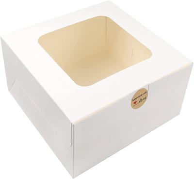 China Recyclable Cake Boxes with Window 24pcs 10x10x5 Inches White Bakery Boxes Cajas Pasteles for Cake, Pastries for sale