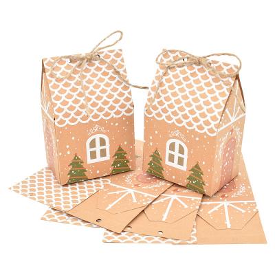 China Biodegradable Christmas House Shape Candy Box Gift Bags Christmas Cookie Candy Packaging DIY Boxes Party Decoration Christmas Tree Pendants for sale