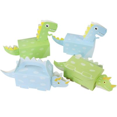 China Blue Green Baby Shower Gift Packaging Box Cookie Dino Theme Jungle Birthday Party Kids Dinosaur Biodegradable Candy Gift Box for sale