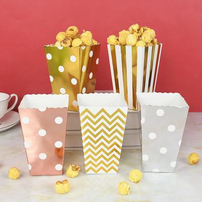 China Recyclable Gold Paper Popcorn Box Candy Cookie Snack Box Wedding Birthday Party Decoration Supplies Baby Shower Gift for Guests for sale