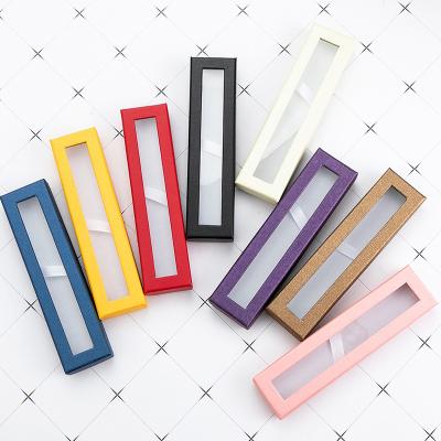 China Biodegradable Paper Pen Box Paper Packaging Gift Pen Box Black Transparent Window Boxes Gift Pen Wrapping Birthday Party Supplies for sale