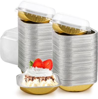 China Food Grade Aluminum Foil Eco-Friendly Baking Cups With Lids, Disposable Mini Ramekins, For Soufflé, Pudding, Wedding Party for sale