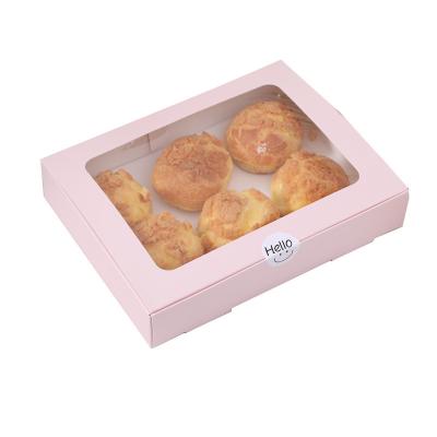 China Recycled Materials Baking Boxes & Packaging Egg Yolk Candy Crunch Cookie Cake Box With Clear Window Cupcake Box Birthday Gift Decor for sale