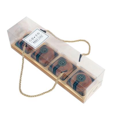 China Reused Transparent Materials Log Cupcake Moon Cake Boxes With Handle Dessert Container Holder Portable Wedding Gift Packaging Bag for sale