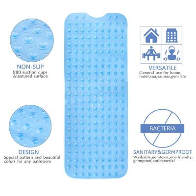 China Bathroom Floor Viable Washable Non-Slip PVC Shower Mats With Suction Cups And Drain Holes Bathtub Mat for sale