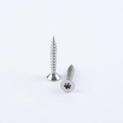 China Six-lobe drive thread 304 stainless steel ANSI DIN trox six-lobe custom head pickling flat head self-tapping screw for sale