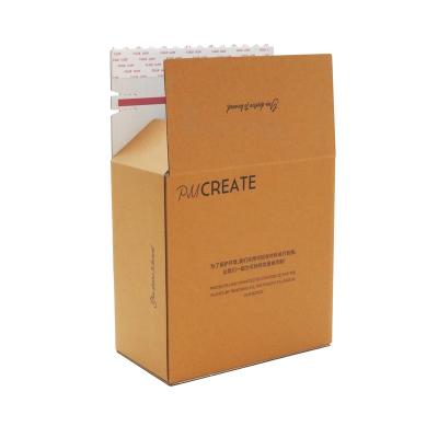 China Recycled Materials Custom Self-Adhesive Zipper Tear Mailing Boxes, Kraft Paper Corrugated Tear Strip Carton Box For Clothing Packaging for sale