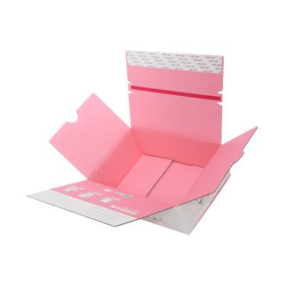 China Recycled Materials Custom Both Sides Printed Cosmetic Self-Adhesive Zipper Tear Corrugated Mailer Box With Tear Strip for sale