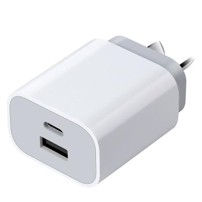 China Electronic devices such as mobile phones and computers 20W USB C Fast Charger, 2-Port PD USB-C Wall Plug with Quick Charging QC3.0, Power Adapter C Charger AU-plug USB-C for sale