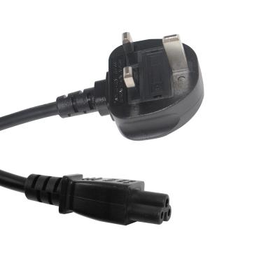 China COMPUTER UK Mains 3 Pin AC C5 Power Cable For Laptop , 1.5M Cloverleaf Power Cord for sale