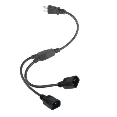 China COMPUTER Cable Leader Power Cord Splitter Cable for NEMA 5-15P to IEC C14 Power Cord (14 inch / 16 A.W.G.) for sale