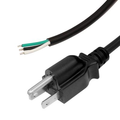 China COMPUTER SVT 18AWG 3 Conductor Three Prong Power Cord With Open Wiring NEMA 5-15P To 10A 3 Wire 125VAC 6 Ft With Open End Braid Cable for sale