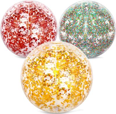 China High Quality Clear Colorful and Beautiful Confetti Green Beach Ball Glitter Beach Ball Summer Gift Water Fun for Child for sale