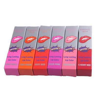 China Factory Hot Selling Waterproof Romantic Bear Liquid Lipstick 6 Colors Peel Off Lip Gloss Lip Tattoo for sale