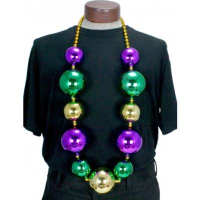 China Wholesale Big Carnival Ball Beads Decorative Necklace Giant Mardi Gras Beads Necklace 6/7/8/10/12/14/16/18/20/22MM for sale