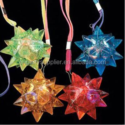 China Soft Plastic Part Dots LED Light Up Jelly Spike Star Lanyard Necklace Christmas Light Necklace for sale