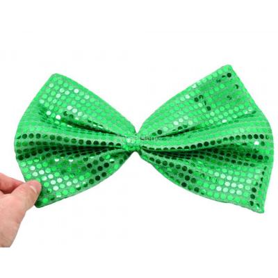 China Wholesale St Patrick's Day Necklace Green Glitzy N Shine Green Sequined Bow Ties St Patrick's Day Shamrock Giant Bow Tie for sale