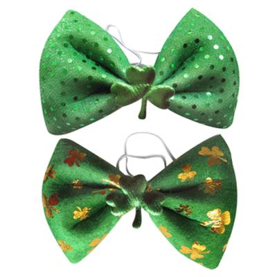 China St. Patrick's Day Accessory Sequin Green Bow Tie Unisex Large Irish Green Saint Patrick Fancy St. Patrick's Day Bowtie Dress Accessory for sale